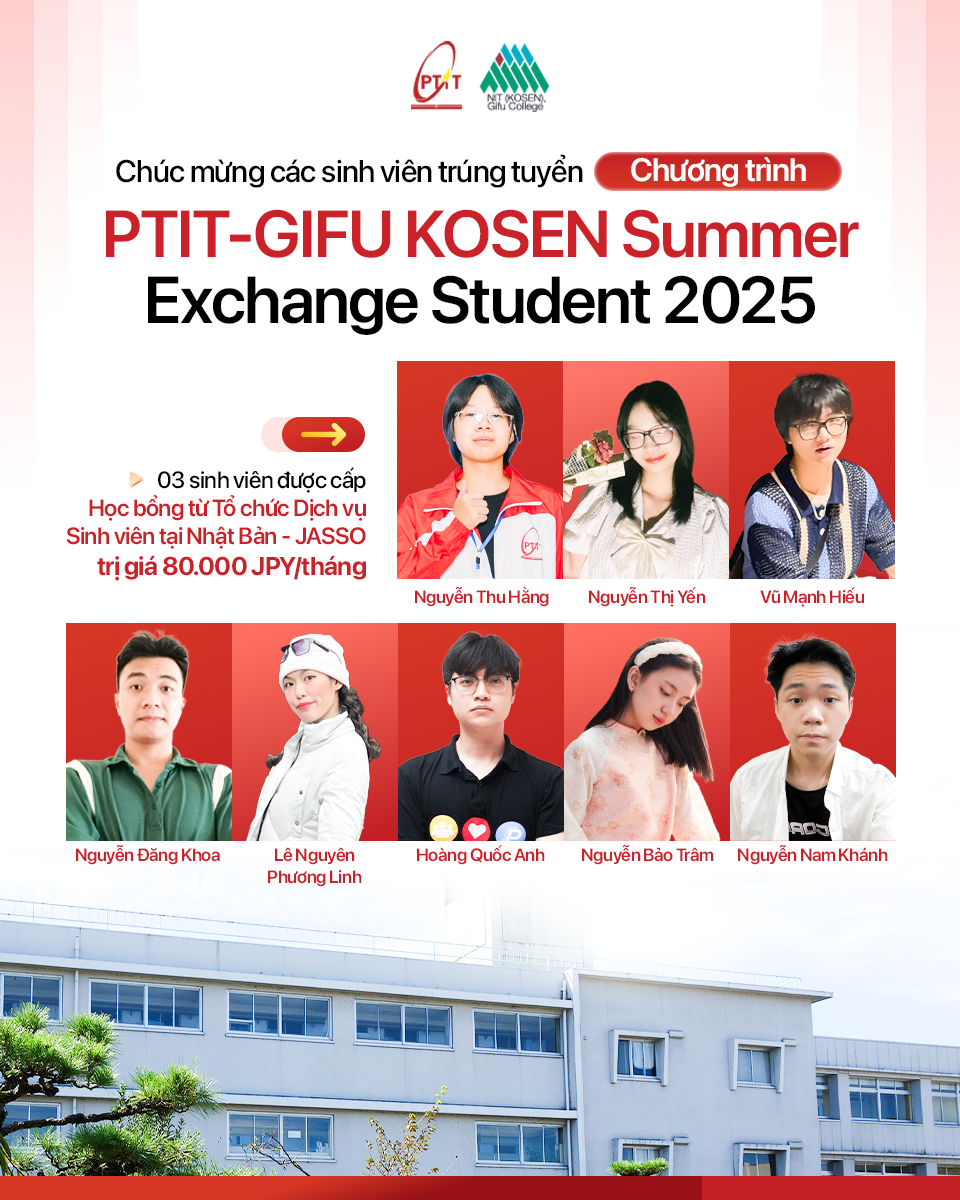 Chúc mừng 8 sinh viên PTIT trúng tuyển chương trình Gifu Summer Exchange Program 2025